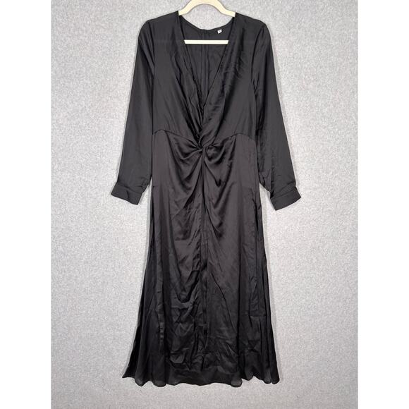 Whimsigoth Dress Large Maxi Satin Flowy Twist Knot Blouson Witchy Victorian‎ - Picture 1 of 13